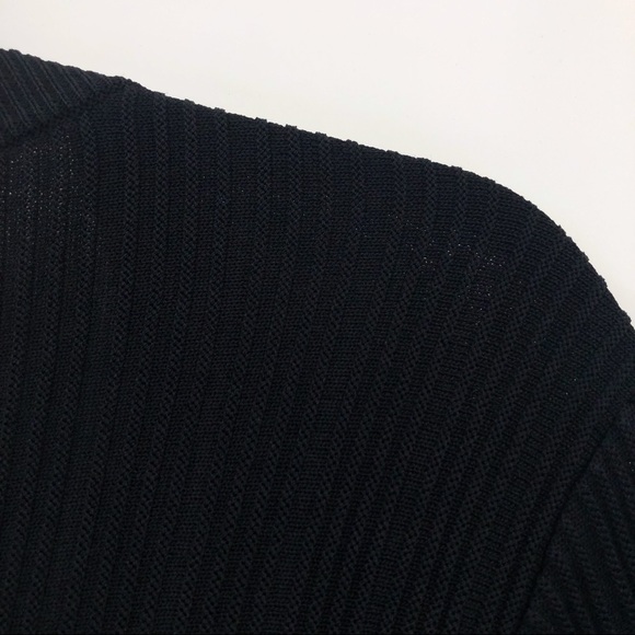 Jonathan Simkhai Ribbed Square Neck Zipper Front Black Sweater Blouse Top Medium - Picture 3 of 6